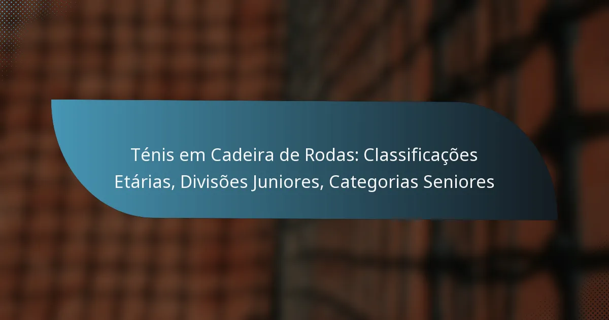 Ténis em Cadeira de Rodas: Classificações Etárias, Divisões Juniores, Categorias Seniores