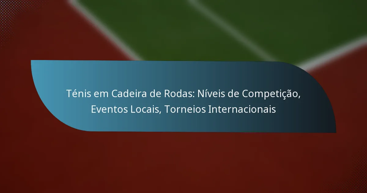 Ténis em Cadeira de Rodas: Níveis de Competição, Eventos Locais, Torneios Internacionais
