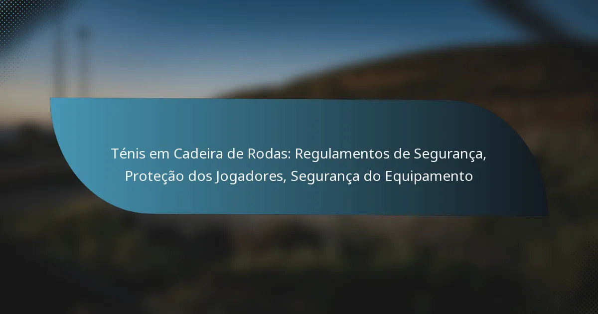 Ténis em Cadeira de Rodas: Regulamentos de Segurança, Proteção dos Jogadores, Segurança do Equipamento
