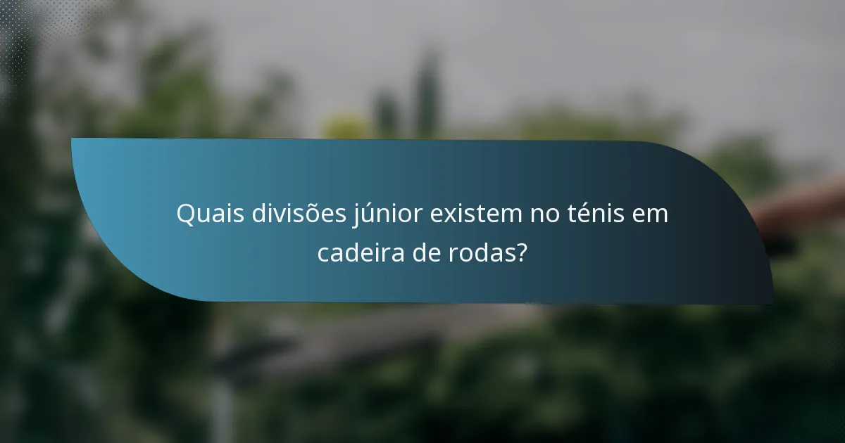Quais divisões júnior existem no ténis em cadeira de rodas?