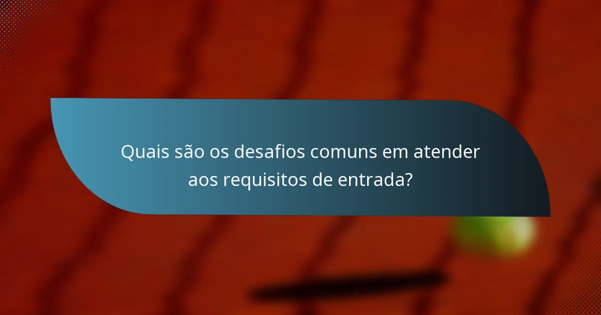 Quais são os desafios comuns em atender aos requisitos de entrada?